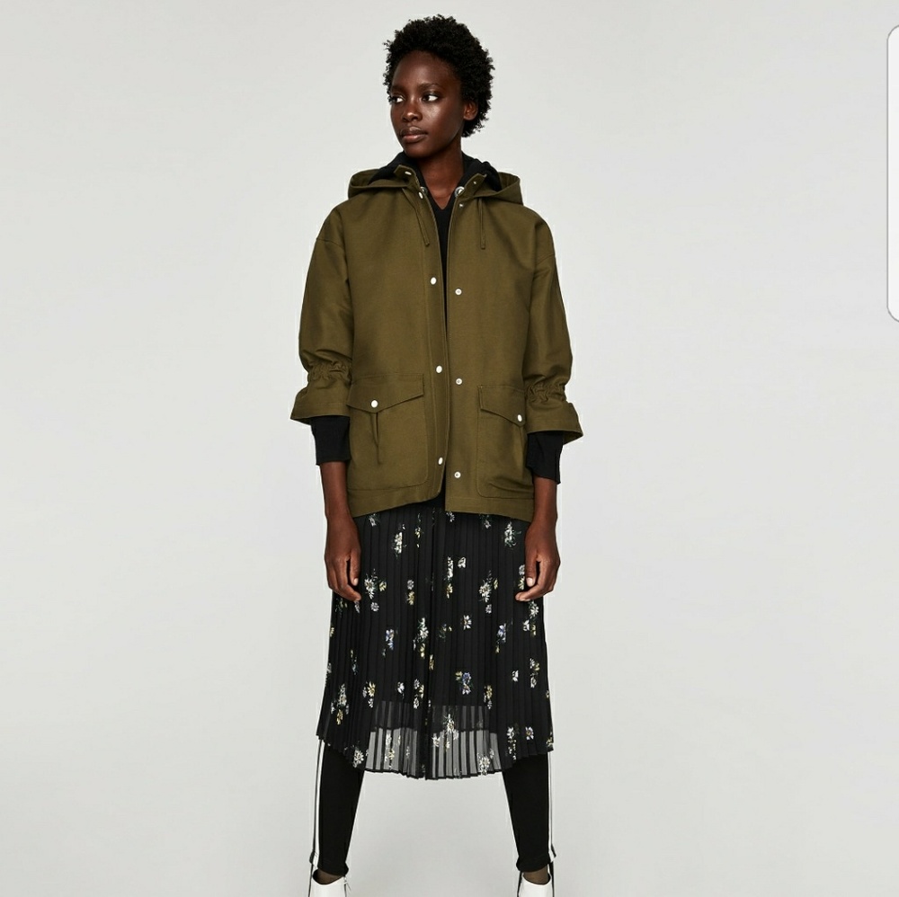 NWT Zara Parka With Elastic Sleeves L